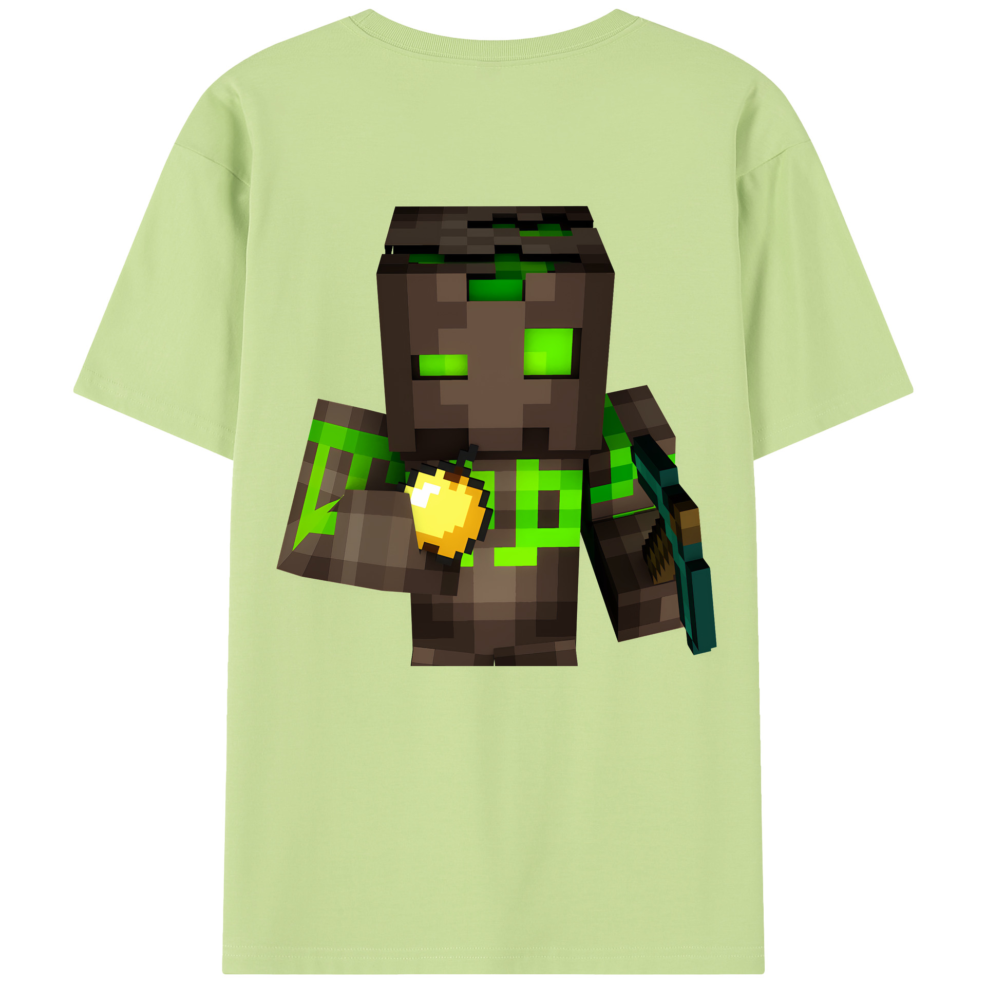 （画像用） マインクラフト ブロックの世界 Minecraft MC Block world 綿100％半袖Tシャツ（背面プリント）